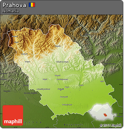 Physical Map of Prahova, darken