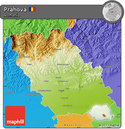 Physical Map of Prahova, political outside