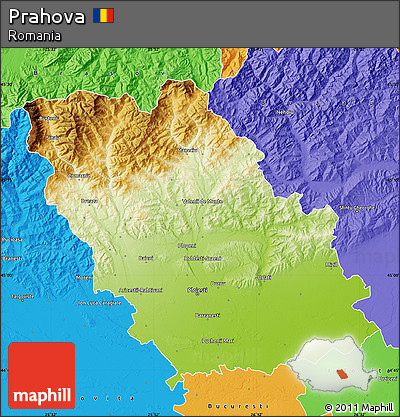 Physical Map of Prahova, political outside