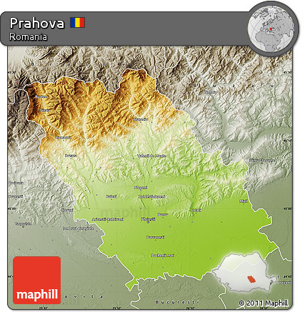 Physical Map of Prahova, semi-desaturated