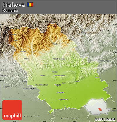 Physical Map of Prahova, semi-desaturated