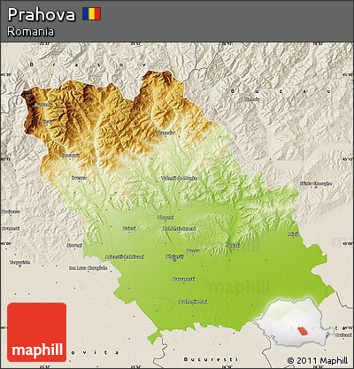 Physical Map of Prahova, shaded relief outside