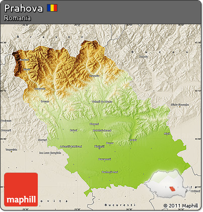 Physical Map of Prahova, shaded relief outside