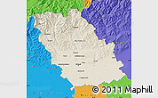 Shaded Relief Map of Prahova, political outside