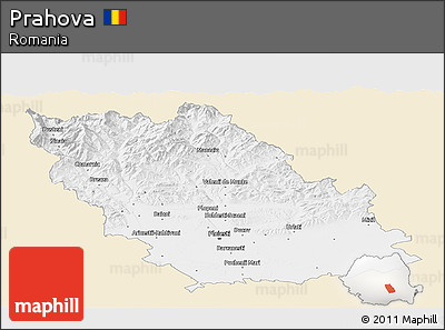 Classic Style Panoramic Map of Prahova, single color outside