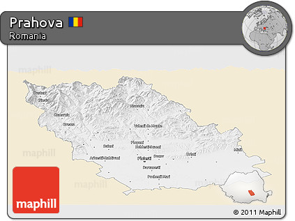 Classic Style Panoramic Map of Prahova, single color outside