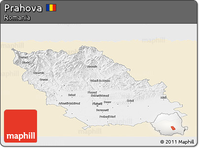 Classic Style Panoramic Map of Prahova, single color outside