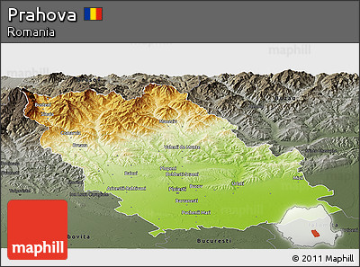 Physical Panoramic Map of Prahova, darken, semi-desaturated