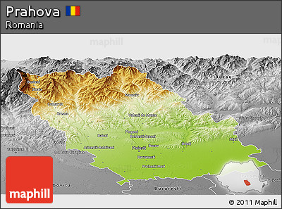 Physical Panoramic Map of Prahova, desaturated