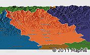 Political Panoramic Map of Prahova, darken