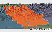 Political Panoramic Map of Prahova, darken, semi-desaturated