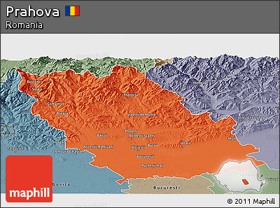 Political Panoramic Map of Prahova, semi-desaturated