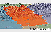 Political Panoramic Map of Prahova, semi-desaturated