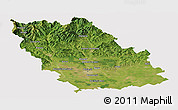 Satellite Panoramic Map of Prahova, cropped outside