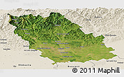 Satellite Panoramic Map of Prahova, shaded relief outside