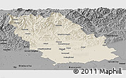 Shaded Relief Panoramic Map of Prahova, darken, desaturated