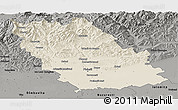 Shaded Relief Panoramic Map of Prahova, darken, semi-desaturated