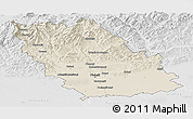Shaded Relief Panoramic Map of Prahova, lighten, desaturated