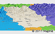 Shaded Relief Panoramic Map of Prahova, political outside
