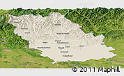 Shaded Relief Panoramic Map of Prahova, satellite outside