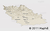 Shaded Relief Panoramic Map of Prahova, single color outside