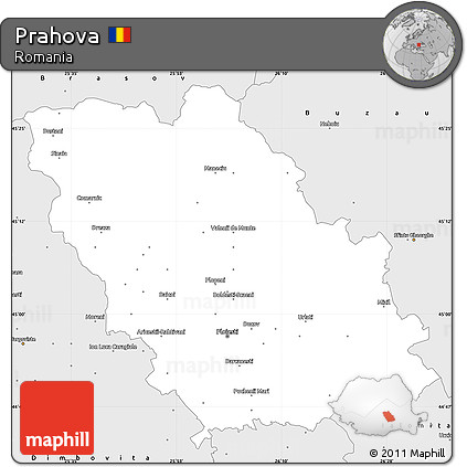 Silver Style Simple Map of Prahova