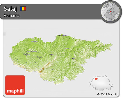 Physical 3D Map of Salaj, single color outside
