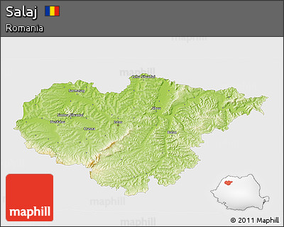Physical 3D Map of Salaj, single color outside