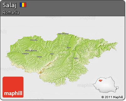 Physical 3D Map of Salaj, single color outside