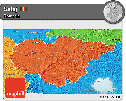 Political 3D Map of Salaj