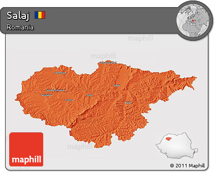 Political 3D Map of Salaj, single color outside