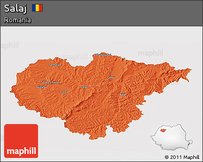 Political 3D Map of Salaj, single color outside