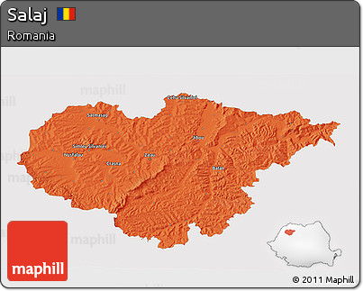 Political 3D Map of Salaj, single color outside