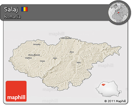 Shaded Relief 3D Map of Salaj, cropped outside