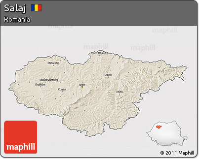 Shaded Relief 3D Map of Salaj, cropped outside