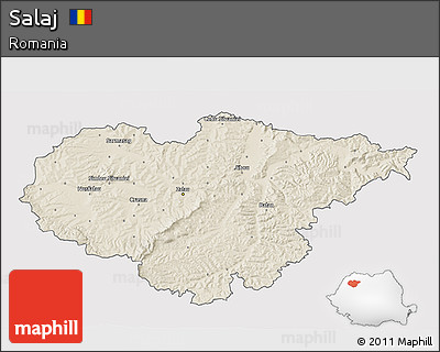 Shaded Relief 3D Map of Salaj, cropped outside