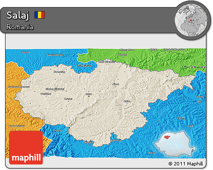 Shaded Relief 3D Map of Salaj, political outside