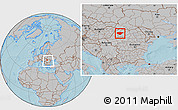Gray Location Map of Salaj, within the entire country, hill shading