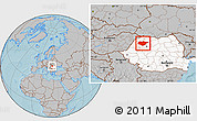 Gray Location Map of Salaj, highlighted country, hill shading