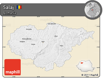 Classic Style Map of Salaj, single color outside