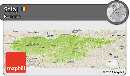Physical Panoramic Map of Salaj, shaded relief outside