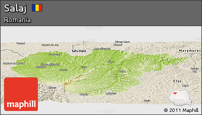 Physical Panoramic Map of Salaj, shaded relief outside