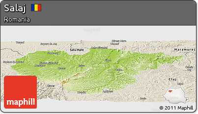 Physical Panoramic Map of Salaj, shaded relief outside