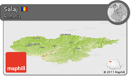 Physical Panoramic Map of Salaj, single color outside