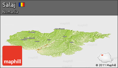 Physical Panoramic Map of Salaj, single color outside