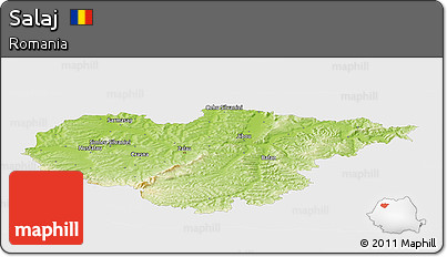 Physical Panoramic Map of Salaj, single color outside