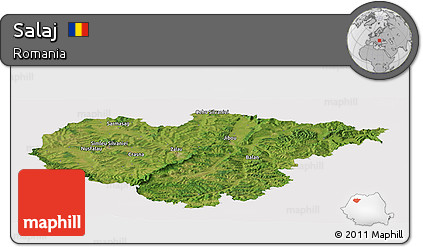 Satellite Panoramic Map of Salaj, cropped outside