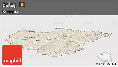 Shaded Relief Panoramic Map of Salaj, cropped outside