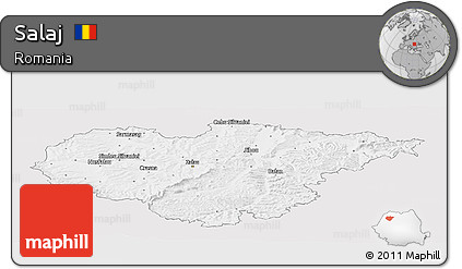 Silver Style Panoramic Map of Salaj, single color outside