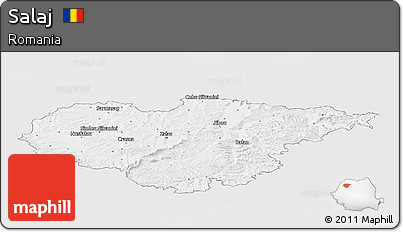 Silver Style Panoramic Map of Salaj, single color outside